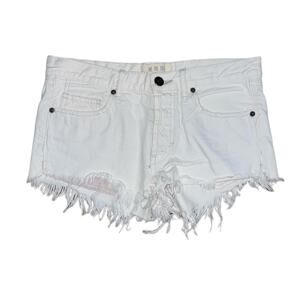 We The Free Women's White Button Fly Jean Shorts Size 25
